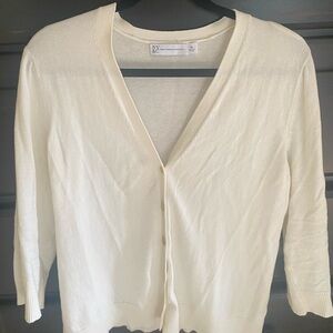 New York & Company Ivory Knit Cardigan